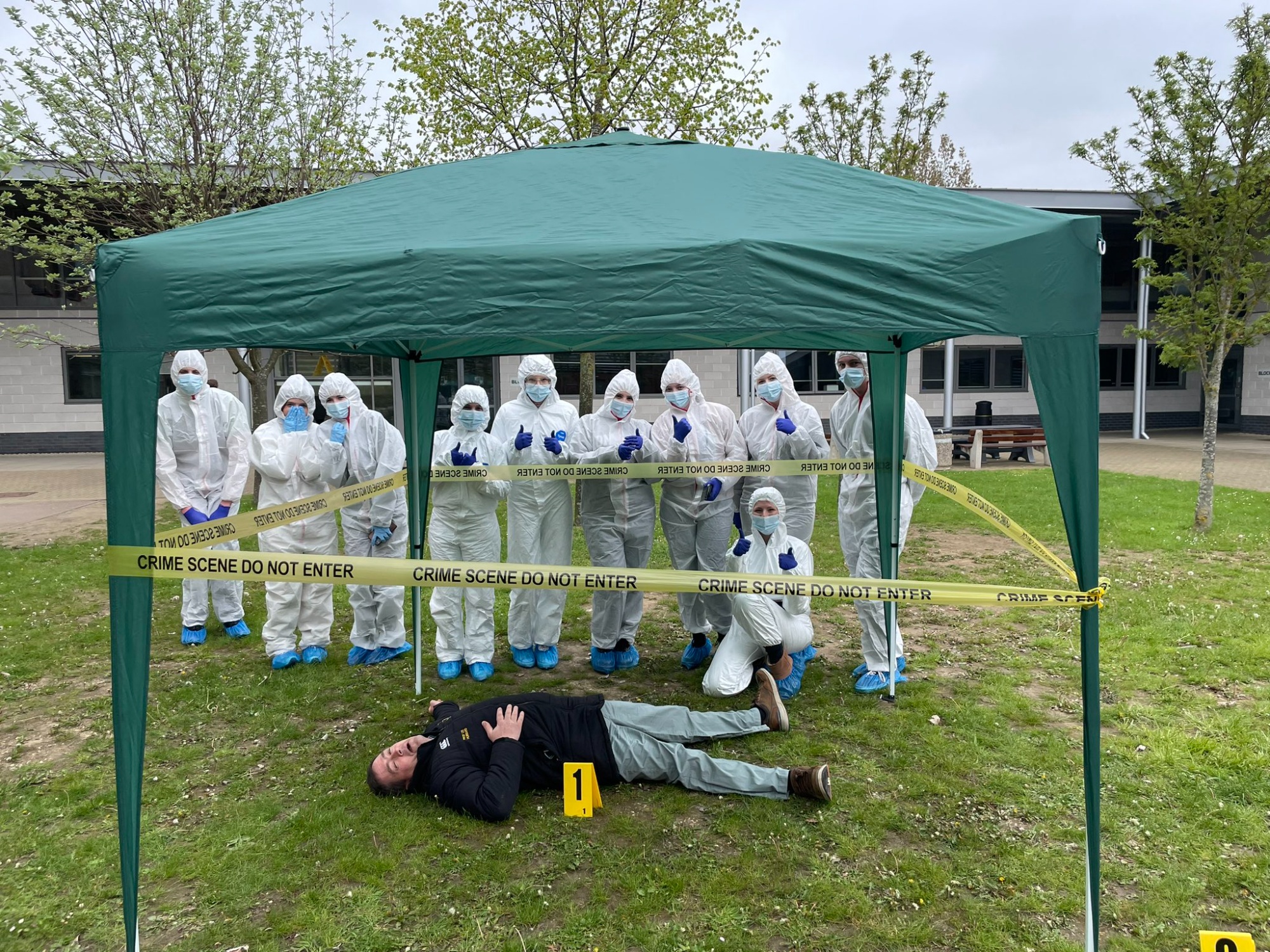 Mock-up of forensic crime scene