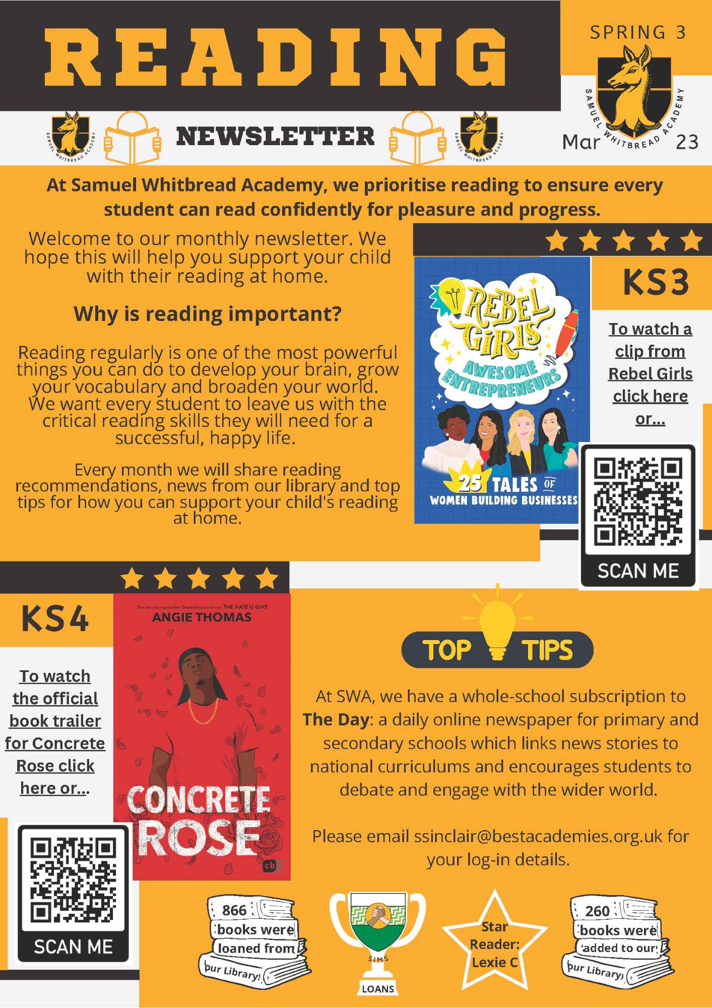 SWA Reading newsletter edition spring term 3